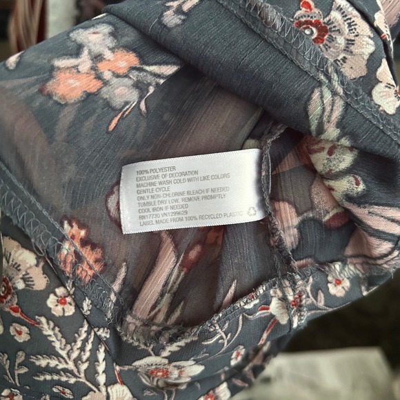 Knox Rose Women's Floral Tassels V Neck Boho Peasant Blouse XL Blue Pink White - Picture 10 of 10